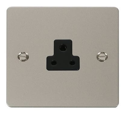Flat Plate Pearl Nickel 2A Round Pin Socket - Black Trim - SE Home