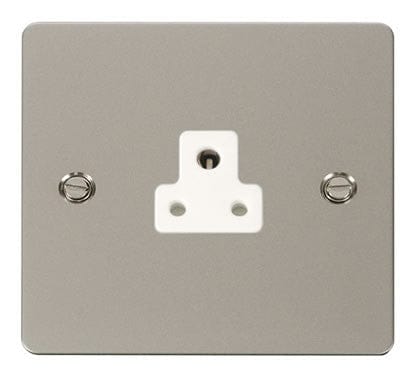 Flat Plate Pearl Nickel 2A Round Pin Socket  - White Trim