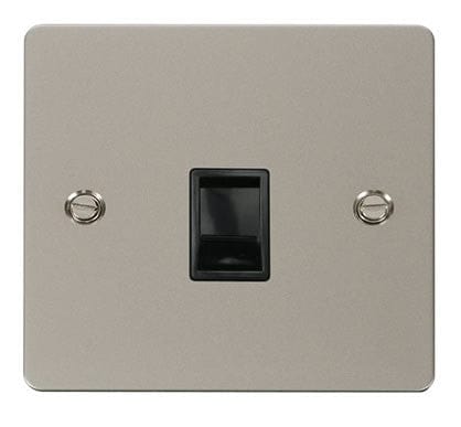Flat Plate Pearl Nickel Single Rj11 Socket - Black Trim - SE Home