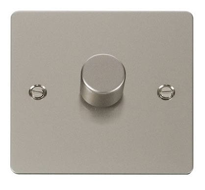 Flat Plate Pearl Nickel 1 Gang 2 Way 400w Dimmer Light Switch