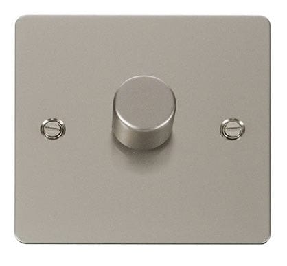 Flat Plate Pearl Nickel 1 Gang 2 Way 400w Dimmer Light Switch - SE Home