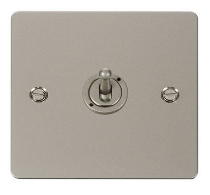 Flat Plate Pearl Nickel 10AX 1 Gang 2 Way Toggle Light Switch - SE Home