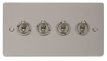 Flat Plate Pearl Nickel 10AX 4 Gang 2 Way Toggle Light Switch - SE Home