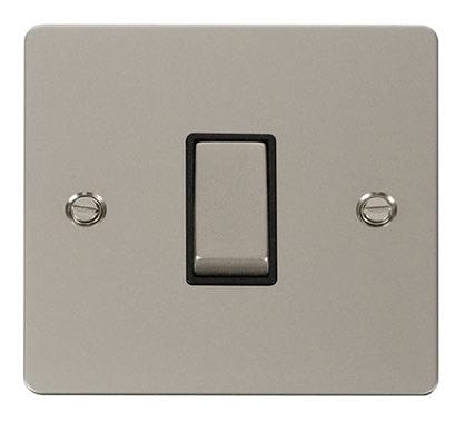 Flat Plate Pearl Nickel Ingot 10AX 1 Gang Intermediate Switch - Black Trim - SE Home