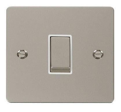 Flat Plate Pearl Nickel Ingot 10AX 1 Gang Intermediate Switch - White Trim - SE Home