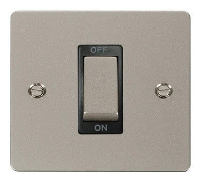 Flat Plate Pearl Nickel Ingot 1 Gang 45A DP Switch - Black Trim