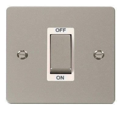 Flat Plate Pearl Nickel Ingot 1 Gang 45A DP Switch - White Trim