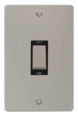 Flat Plate Pearl Nickel Ingot 2 Gang 45A DP Switch - Black Trim - SE Home
