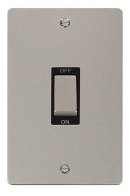 Flat Plate Pearl Nickel Ingot 2 Gang 45A DP Switch - Black Trim