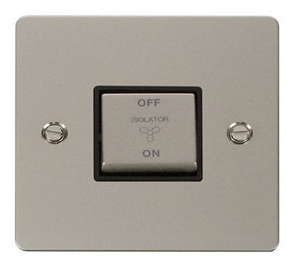 Flat Plate Pearl Nickel Ingot 10A 3 Pole Fan Isolation Switch - Black Trim - SE Home