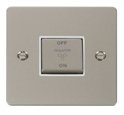 Flat Plate Pearl Nickel Ingot 10A 3 Pole Fan Isolation Switch - White Trim - SE Home