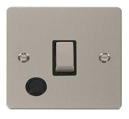 Flat Plate Pearl Nickel Ingot 20A 1 Gang DP Switch + Flex   - Black Trim