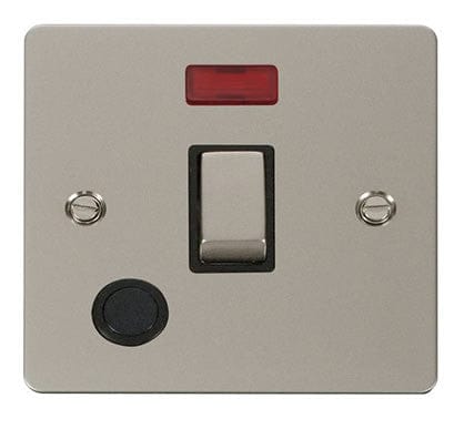 Flat Plate Pearl Nickel Ingot 20A 1 Gang DP Switch + Flex + Neon - Black Trim - SE Home