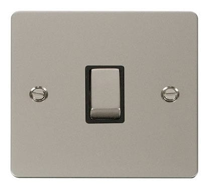 Flat Plate Pearl Nickel Ingot 20A 1 Gang DP Switch - Black Trim - SE Home