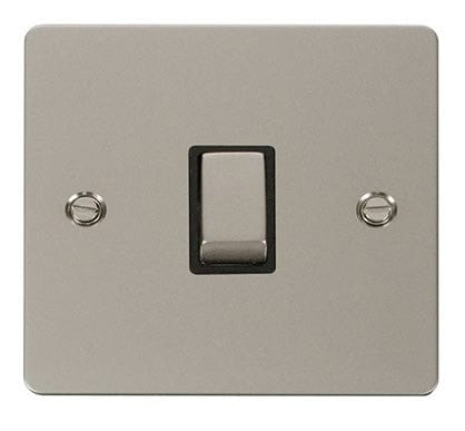 Flat Plate Pearl Nickel Ingot 20A 1 Gang DP Switch   - Black Trim