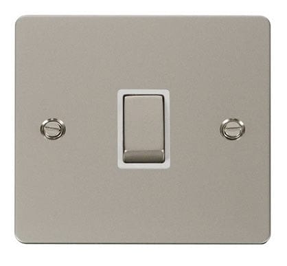 Flat Plate Pearl Nickel Ingot 20A 1 Gang DP Switch   - White Trim