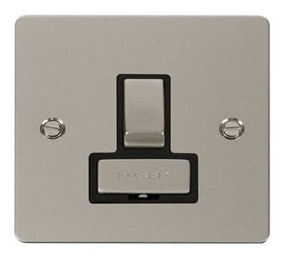 Flat Plate Pearl Nickel Ingot 13A Switched Connection Unit   - Black Trim