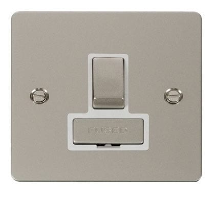 Flat Plate Pearl Nickel Ingot 13A Switched Connection Unit   - White Trim