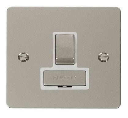 Flat Plate Pearl Nickel Ingot 13A Switched Connection Unit - White Trim - SE Home