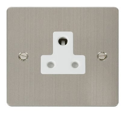 Flat Plate Stainless Steel 5A Round Pin Socket - White Trim - SE Home