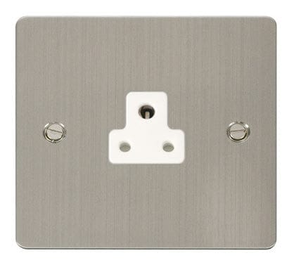 Flat Plate Stainless Steel 2A Round Pin Socket  - White Trim