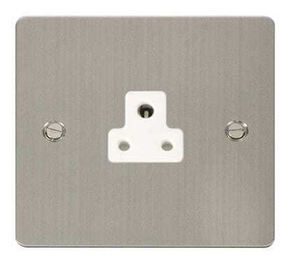 Flat Plate Stainless Steel 2A Round Pin Socket - White Trim - SE Home