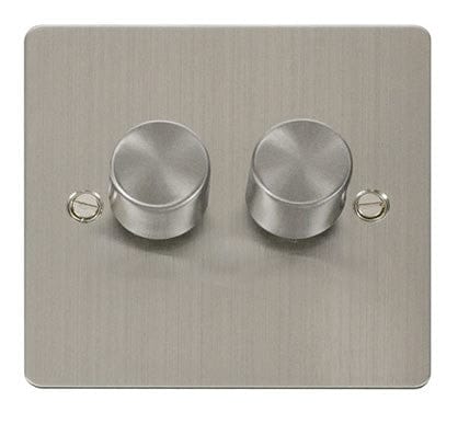 Flat Plate Stainless Steel 2 Gang 2 Way 400w Dimmer Light Switch