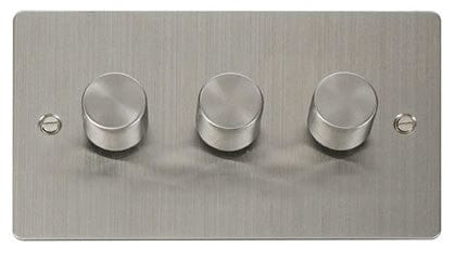 Flat Plate Stainless Steel 3 Gang 2 Way 400w Dimmer Light Switch - SE Home