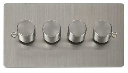 Flat Plate Stainless Steel 4 Gang 2 Way 400w Dimmer Light Switch - SE Home