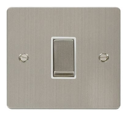 Flat Plate Stainless Steel Ingot 10AX 1 Gang 2 Way Light Switch - White Trim