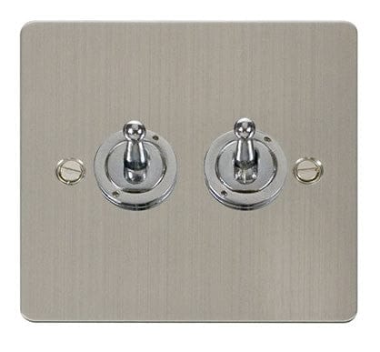 Flat Plate Stainless Steel 10AX 2 Gang 2 Way Toggle Light Switch - SE Home