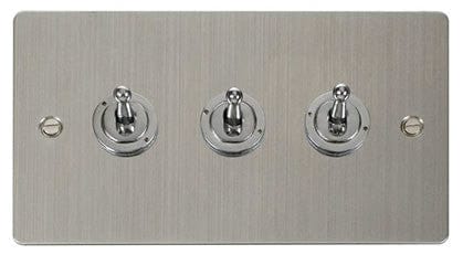 Flat Plate Stainless Steel 10AX 3 Gang 2 Way Toggle Light Switch - SE Home