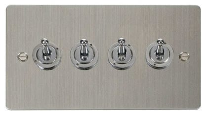 Flat Plate Stainless Steel 10AX 4 Gang 2 Way Toggle Light Switch - SE Home