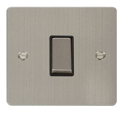 Flat Plate Stainless Steel Ingot 10AX 1 Gang Intermediate Switch - Black Trim - SE Home