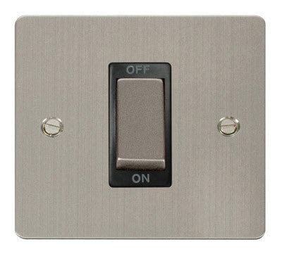 Flat Plate Stainless Steel Ingot 1 Gang 45A DP Switch - Black Trim - SE Home