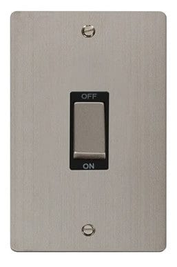 Flat Plate Stainless Steel Ingot 2 Gang 45A DP Switch - Black Trim - SE Home