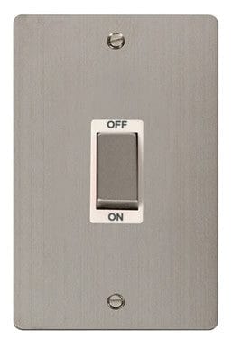 Flat Plate Stainless Steel Ingot 2 Gang 45A DP Switch - White Trim