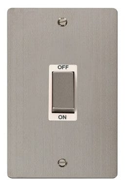 Flat Plate Stainless Steel Ingot 2 Gang 45A DP Switch - White Trim - SE Home