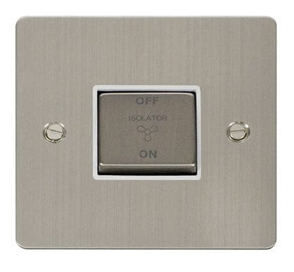 Flat Plate Stainless Steel Ingot 10A 3 Pole Fan Isolation Switch - White Trim - SE Home