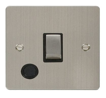 Flat Plate Stainless Steel Ingot 20A 1 Gang DP Switch + Flex - Black Trim - SE Home
