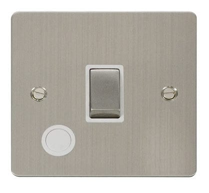 Flat Plate Stainless Steel Ingot 20A 1 Gang DP Switch + Flex   - White Trim