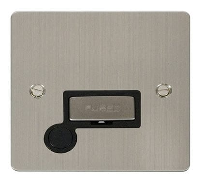 Flat Plate Stainless Steel Ingot 13A Connection Unit + Flex - Black Trim - SE Home