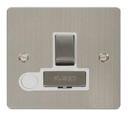 Flat Plate Stainless Steel Ingot 13A Switched Connection Unit + Flex - White Trim - SE Home