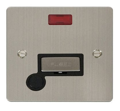 Flat Plate Stainless Steel Ingot 13A Connection Unit + Flex + Neon - Black Trim - SE Home