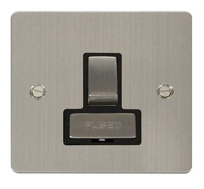 Flat Plate Stainless Steel Ingot 13A Switched Connection Unit   - Black Trim