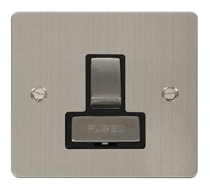 Flat Plate Stainless Steel Ingot 13A Switched Connection Unit - Black Trim - SE Home