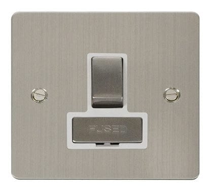 Flat Plate Stainless Steel Ingot 13A Switched Connection Unit   - White Trim