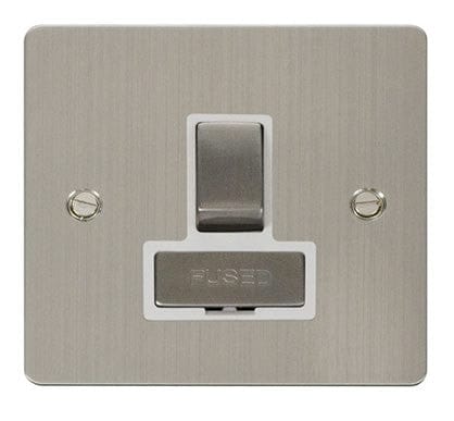 Flat Plate Stainless Steel Ingot 13A Switched Connection Unit - White Trim - SE Home
