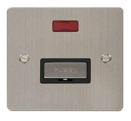 Flat Plate Stainless Steel Ingot 13A Connection Unit + Neon - Black Trim - SE Home