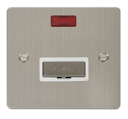Flat Plate Stainless Steel Ingot 13A Connection Unit + Neon - White Trim - SE Home